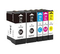 Kamo 34XL Multipack Compatible con Epson 34 o Epson 34XL Cartucho de Tinta para Epson Workforce Pro WF-3725, WF-3720, WF-3725DWF, WF-3720DWF (2 Negro, 1 Cian Magenta/Amarillo)