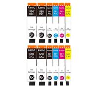 Kamo 580 581 Compatible con el Canon CLI-581 PGI-580 XXL Cartuchos de Tinta Multipack (Negro Cian Magenta Amarillo, 12-Pack), para Pixma TR7550 TS705 TS6150 TS6151 TS6250 TS6251 TS6350 TS6351 TS8150