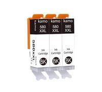 kamo 580 cartuchos de impresora XXL (3 unidades) compatibles con Canon PGI-580XXL, para Pixma TS705 TS6350 TR8550 TS6150 TS6351 TR7550 TS6250 TS6151 TS6250 TS6251 TS8350