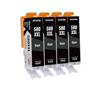 Kamo 580 XXL Cartuchos de Tinta Compatible con el Canon PGI-580 XXL Cartuchos Multipack (Negro, 4-Pack), para Pixma TR7550 TR8550 TS705 TS6150 TS6151 TS6250 TS6251 TS6350 TS6351 TS8150 TS8151 TS8152