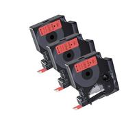 kamo - Juego de 3 cintas de escritura compatibles con Dymo D1 45017 (12 mm x 7 m), color negro sobre rojo, para LabelManager 120P 160 210D 220P 260P 280 350D 360D 420P LabelPoint 100 150 200