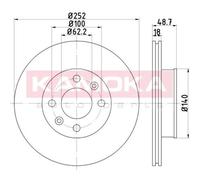KAMOKA 2x Disco de Freno Delantero Ø252 MM Ventilado para Hyundai i10 Ba Ia 1.0