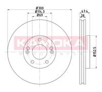 KAMOKA 2x Disco de Freno Delantero Ø300 MM Ventilado para Hyundai i30 Fd 1.4 1.6