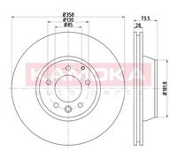 KAMOKA 2x Disco Freno Trasero Ø358 MM Ventilado para VW Touareg 7LA 7L6 7L7 3.0