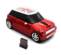 Kamouse Ratón inalámbrico para coche, súper lindo, con forma de coche, USB, óptico, para juegos, con mini receptor para PC, portátil, ventana