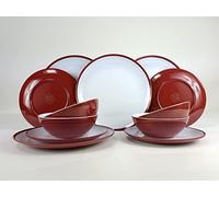 Kampa Juego de vajilla de melamina de 12 piezas, color rojo