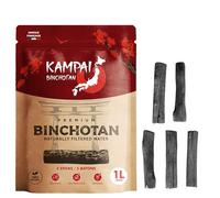 KAMPAI Carbón Activo Agua | Filtro hasta 4.5L / Bastón | Binchotan Natural | Purificador Vegetal Bio Jarra filtrante - 6 Meses de Purificación Agua del Grifo Botella de Vidrio Canguro (5 Bastones x 1L