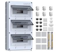 KAMTOP Caja de Distribución 36 Módulos IP65 para Superficie Cuadro Eléctrico Exterior con Tapa Transparente Caja Estanca Impermeable con Carril DIN para Interruptores Automáticos Tomas y Conexiones