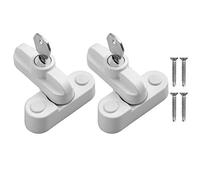 KAMTOP Cerradura Ventana Con Llave Restrictor Ventana Seguridad Sash Jammer UPVC Bloqueador Ventana Antirrobo Limitador Apertura Puerta Ventana Zinc Blanco Kit 2 Piezas Para Hogar Oficina Niños