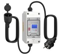 KAMTOP Medidor Consumo Eléctrico Monofásico 230V 80A Contador Energía Digital con Disyuntor LS Monitor Electricidad Portátil IP65 Medidor Energético Cable H07RN-F 3m VDE para Hogar RV Camping Caravana