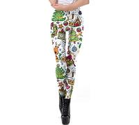 Kamviluer Leggings de Navidad para mujer, leggings de disfraz de Navidad, mallas elásticas para correr, pantalones de yoga divertidos, Christmas White, Talla extra