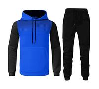 Kan Sui - Conjunto de dos conjuntos de deportes de otoño e invierno para hombre, sudadera con capucha y pantalones, traje suave de invierno, azul, L