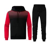 Kan Sui - Conjunto de dos conjuntos de deportes de otoño e invierno para hombre, sudadera con capucha y pantalones, traje suave de invierno, rosso, L