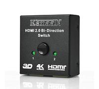 KanaaN Switch HDMI 2.0 Bidireccional | Conmutador 2 en 1 ó 1 en 2 | Soporta 4K 3D HDMI 2.0 HDCP 2.2 | para Reproductores de DVD o BLU-Ray, Xbox, Playstation, TV, monitores, etc.