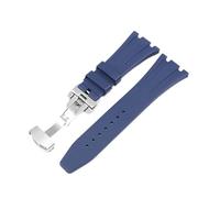 KanaAt LKQASD Correa de caucho de 26 mm compatible con Piguet Royal Oak 15400 15703 hebilla de mariposa camuflaje pulsera de repuesto for reloj de hombre(Navy blue butterfly)