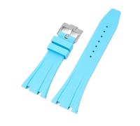 KanaAt LKQASD Correa de caucho de 26 mm compatible con Piguet Royal Oak 15400 15703 hebilla de mariposa camuflaje pulsera de repuesto for reloj de hombre(Light Blue)
