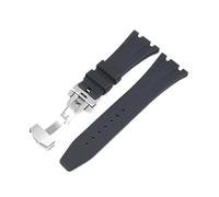 KanaAt LKQASD Correa de caucho de 26 mm compatible con Piguet Royal Oak 15400 15703 hebilla de mariposa camuflaje pulsera de repuesto for reloj de hombre(Black butterfly buck)