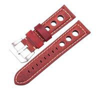 KanaAt LKQASD Correa de reloj Pulsera de cuero genuino vintage 20 mm 22 mm 24 mm Correa de reloj de moda for mujeres y hombres Correa de reloj con hebilla de pasador(Red,24mm)