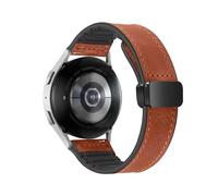 KanaAt LKQASD Correa de silicona de cuero compatible con Galaxy Watch 6/5/4/Fit3 43 mm 47 mm Correa de reloj 20 mm Pulsera Watch6 Classic 44 mm 40 mm Correa(Color:Brown,Size:Galaxy4 Classic 46mm)