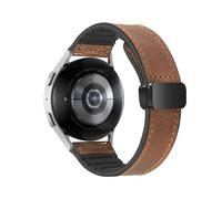 KanaAt LKQASD Correa de silicona de cuero compatible con Galaxy Watch 6/5/4/Fit3 43 mm 47 mm Correa de reloj 20 mm Pulsera Watch6 Classic 44 mm 40 mm Correa(Color:DarkBrown,Size:Galaxy Fit 3)
