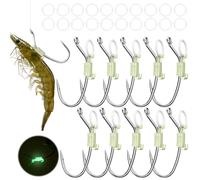 KANAMA Anzuelos para Camarón Vivo Luminosos, Anzuelos de Pesca de Alto Carbono, con Muerte, Fuertes, Resistentes a La Corrosión en Agua Salada Y Dulce, Ideales para Lubina Mero Lucio