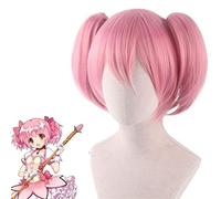 Kaname Madoka Cosplay Peluca Puella Magi Madoka Magica Rosa Clip corto Cola de caballo Fibra resistente al calor Pelucas de pelo PL-006