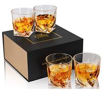 KANARS Vasos de Whisky, Copas de Whiskey Cristal para Bourbon, Scotch, Martini, Coñac, 300 ml, 4 Piezas, Caja de Regalo de Lujo