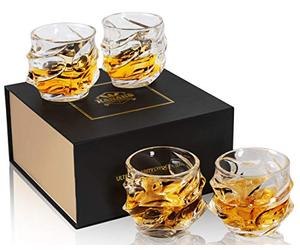 KANARS Vasos de Whisky, Copas de Whiskey Cristal para Martini, Coñac, Bourbon, Scotch, Caja de Regalo de Lujo, 320 ml, 4 Piezas