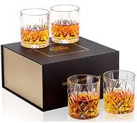KANARS Vasos de Whisky, Copas de Whiskey Cristalino, Regalos de Cumpleaños Únicos para Novio Esposo Abuelo Padre, Caja de Regalo de Lujo, 300 ml, 4 Piezas
