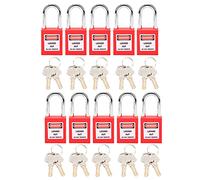 KANASI Cerradura de bloqueo, candado de seguridad de nailon de 38 mm con etiquetas grabables para aplicaciones de bloqueo y etiquetado industriales en plantas de energía química (Red)