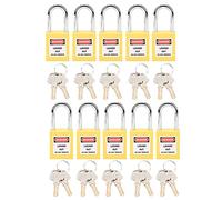 KANASI Cerradura de bloqueo, candado de seguridad de nailon de 38 mm con etiquetas grabables para aplicaciones de bloqueo y etiquetado industriales en plantas de energía química (Yellow)