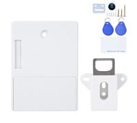 KANASI Cerradura electrónica para gabinete RFID, acceso con tarjeta inteligente de 125 KHz, instalación sin perforación para casilleros y seguridad en el hogar (White)