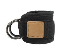 KANASI Fitness Ankle Buckle Leg Strength Trainer with Double D Rings and Rubber Straps for Men and Women (Black)