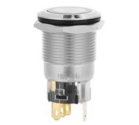 KANASI Interruptor de botón con bloqueo automático, cabeza de anillo plano de 19 mm con luz para maquinaria y paneles de control industriales (Roja)