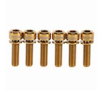 KANASI Pernos de vástago de bicicleta de titanio, tornillos ligeros resistentes a la corrosión M5 x 18 mm con arandelas para mantenimiento de bicicletas de carretera (Oro)