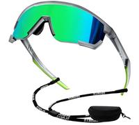 KANASTAL Gafas Ciclismo Hombre Verde Polarizadas Sol Deportivas Espejo Mujer Running Bicicleta Correr Mtb Senderismo UV400 - Montura Grises Lentes Verde