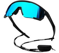 KANASTAL Gafas de Sol Azules Ciclismo Hombre Polarizadas Deportivas Espejo Mujer Deporte Running Bicicleta Correr Mtb Senderismo UV400 - Montura Negras Lentes Azul