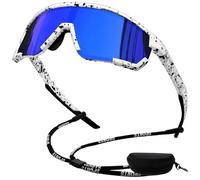 KANASTAL Gafas de Sol Azules Oscuro Ciclismo Hombre Polarizadas Deportivas Espejo Mujer Deporte Running Bicicleta Correr Mtb Senderismo UV400 - Montura Blancas Lentes Azul