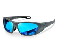 KANASTAL Gafas de Sol Polarizadas Hombre Deportivas Azul Espejo Mujer Deporte Curvas Retro Ciclismo Running Blue Sunglasses UV400 - Montura Gris Lentes Azul