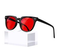 KANASTAL Gafas Luz Azul Rojo Mujer Filtro Azul Hombre Gaming Ordenador Pantallas Dormir Bloqueadoras Red Light Glasses Proteccion - Montura Negras Con Lentes Rojas