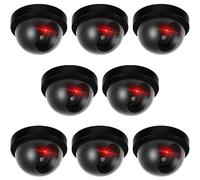 Kanayu Paquete de 8 cámaras falsas CCTV domo de seguridad falsas con luz LED roja intermitente, cámaras falsas de vigilancia inalámbricas para exterior cámara de señuelo con cinta de tornillos para