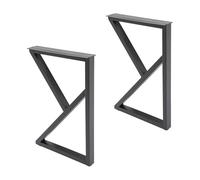 KANBCNG Juego de 2 patas de metal en forma de K, patas de mesa de metal industriales, capacidad de carga total de 200 kg, 4 almohadillas de plástico ajustables, patas negras extraíbles, patas de mesa