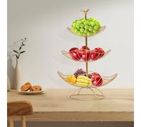 Kanbihao Frutero de 3 pisos, cesta de frutas de metal, para más espacio en la encimera, dorado, 31 x 31 x 47 cm