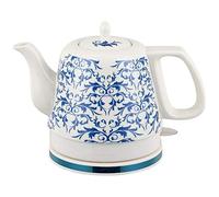 KANBUN Hervidor eléctrico - Hervidor eléctrico de cerámica inalámbrico de porcelana azul y blanca, tetera de 1,2 litros que hierve el agua rápidamente para té, café, sopa de harina de avena presente