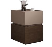 KANBUN Palabra Nocturna de Madera multipropósito con diseño de cajones Dobles - Mesa de Noche Estrecha de Dormitorio de Lujo - Stand Moderna de Noche Minimalista (caki,