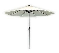 KANBUN Parasol de jardín para Paraguas de Patio, 2,4 m/7.9 pies Solar y Aluminio Parasol con Luces LED, Dosel Paraguas al Aire Libre con 8-Ribs fácil de Abrir UV Impermeable Protector para la