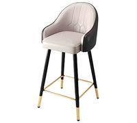KANBUN Silla Moderna de taburetes, Taburete de recepción de Oficina de Cocina, Asiento de Cuero Nappa, reposapiés de Oro y Marcos Cuadrados con Almohadilla de pie Ajustable (tamaño: 65 cm, Color: