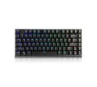 KANBUN Teclado de computadora, USB con cable RGB retroiluminado azul interruptor mecánico para juegos de PC, 81 teclas