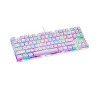 KANBUN Teclado mecánico para juegos, 87 teclas, teclado con cable retroiluminado LED RGB para PC/jugador, color blanco
