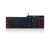 KANBUN Teclado mecánico para juegos, teclado mecánico para juegos con cable, con perilla multimedia y retroiluminación RGB, para computadora portátil, computadora, PC